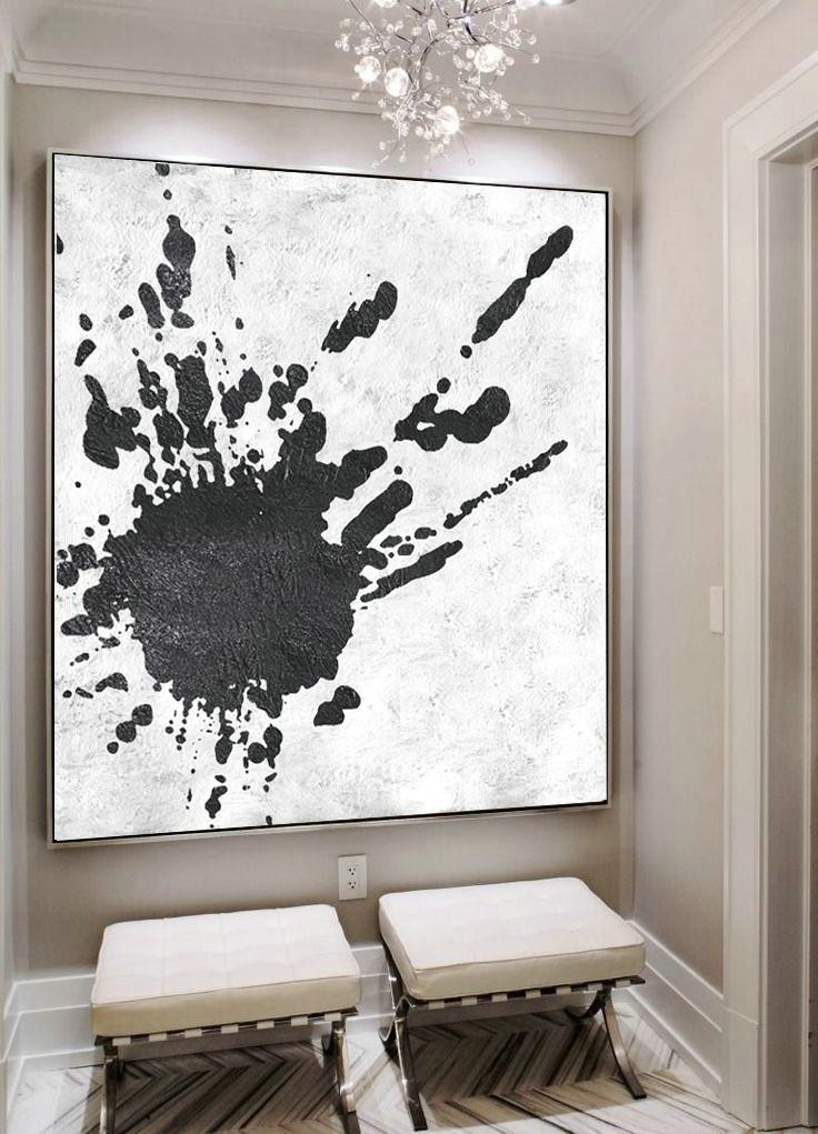 Extra Large Painting,Oversized Minimal Black And White Painting - Hand Painted Acrylic Painting